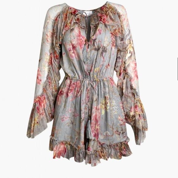 Zimmermann silk Floral Long Sleeve Romper